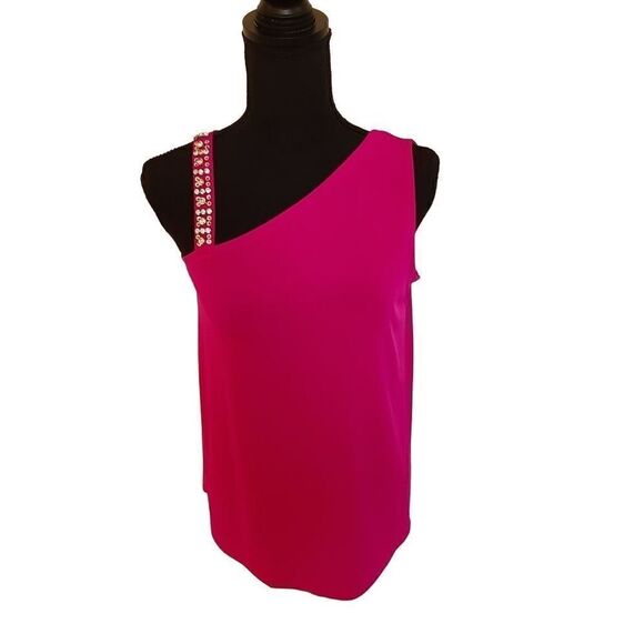 INC International Concepts Rhinestone Shoulder Pink Tank Top - Picture 1 of 9
